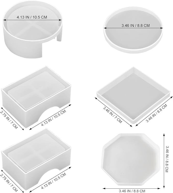 15 Pcs Coaster Resin Molds Silicone, Mold - Image 6