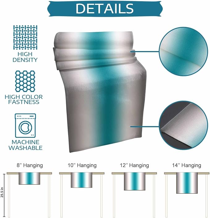 Turquoise Gray Ombre Table Runners 120 Inches Long, Farmhouse Teal Gradient - Image 8