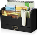 Flexzion Wood Desk Organizer, 3-Tier Mail Organizer w/Drawer, Light Brown | by Flexzion