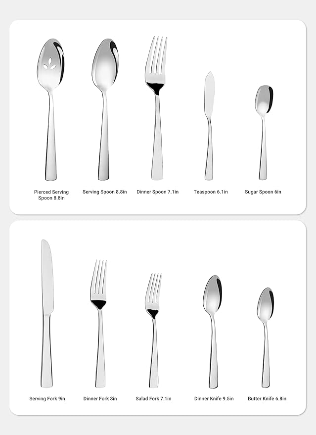 Silverware Set for 8, 45 Piece Stainless Steel Kitchen Utensils Cutlery Set | - Image 6