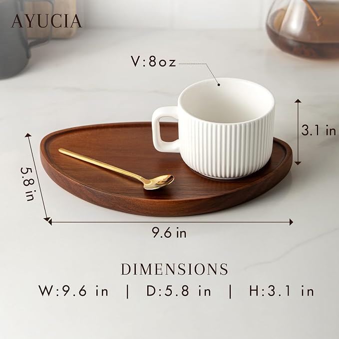 Tea Cups and Saucers Set of 2, 8OZ Cappuccino Cups - Image 8