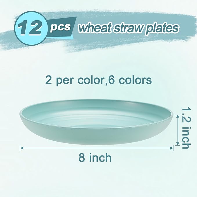 HEYCOME 12 Pcs Unbreakable Deep Dessert Plates Set, 8 inch Reusable Plastic - Image 2