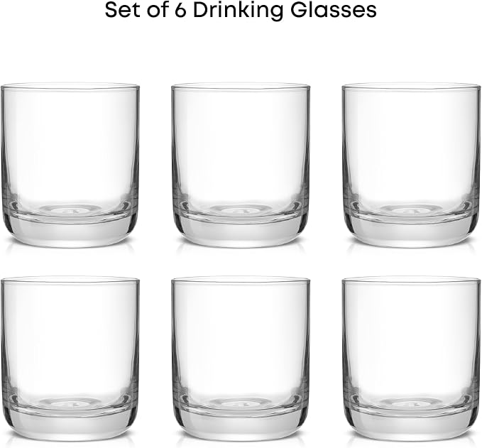 JoyJolt Faye Crystal Whiskey Glasses, Lowball Glasses Set of 6, 10oz Short - Image 2