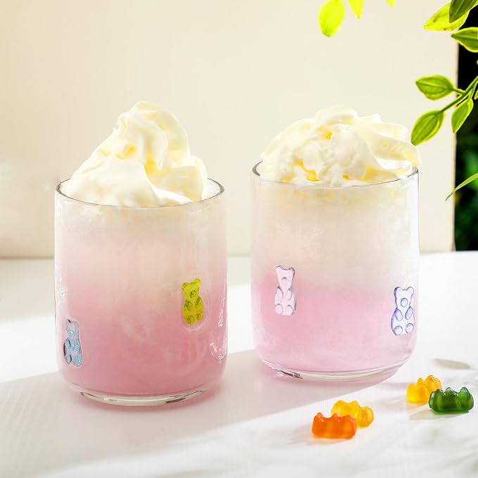 SiliFine 2 Pcs Bear Icon Juice Glasses - 14oz Candy Bear Stemless Wine Drinking - Image 6