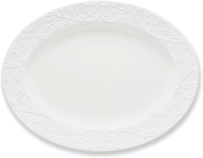 Lenox Opal Innocence Carved Oval Porcelain Serving Platter | dishwasher safe | by Lenox