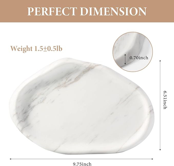Luxurious Natural White Marble Vanity Tray, Cloud Shape Serving Stone Key Tray - Image 2
