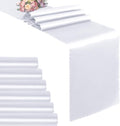 VACVELT White Satin Table Runners, 12x72 Inch, 6 Pack, Scalloped Edge | Silky by VACVELT