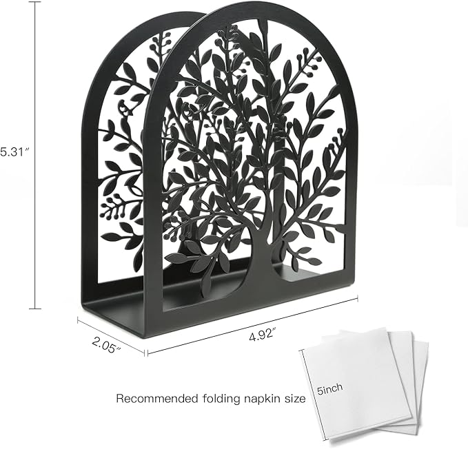 Napkin Holder for Tables, Vintage Metal Freestanding Tissue Dispenser - Image 4