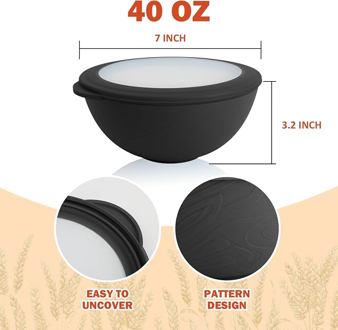 40oz wheat straw bowls set of 4, unbreakable ramen bowl set - Image 2