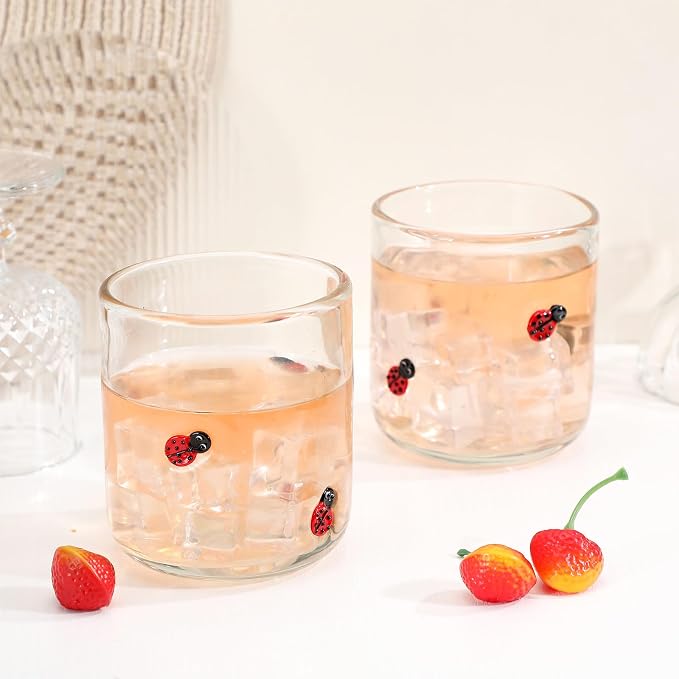 SiliFine 2 Pcs Ladybug Icon Juice Glasses - 14oz Cute Ladybug Stemless Wine - Image 4