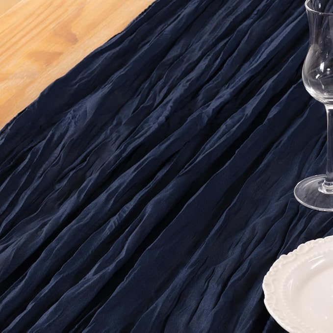 DeZerlor Navy Blue Cheesecloth Table Runners 6 Pack Christmas Runners | - Image 6