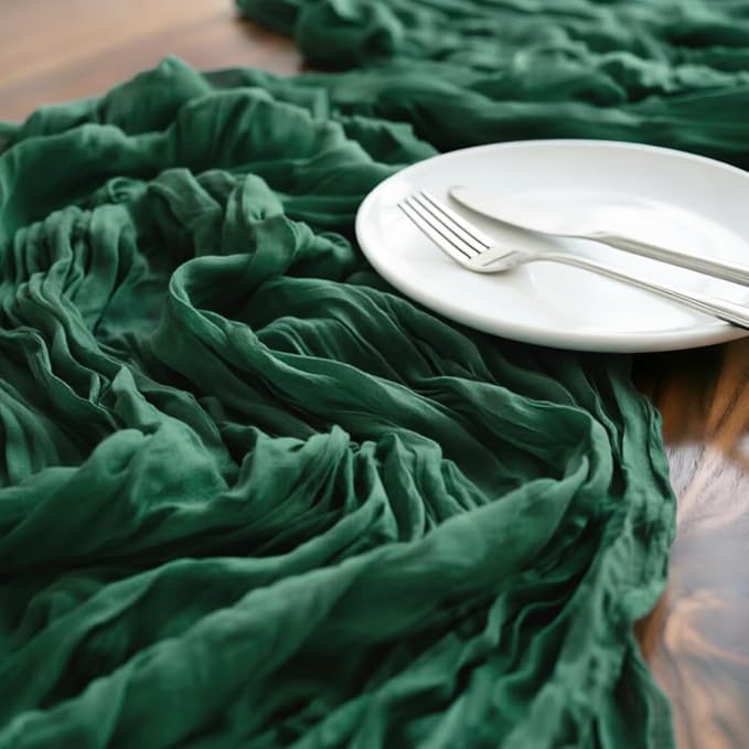 Emerald Green Cheesecloth Table Runner 120 Inches 4 Pack Gauze Table Runner | - Image 4