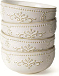 Soup Bowls 32 OZ, Cereal Bowls Set of 4, Embossment Ceramic Ramen Bowls by Artena