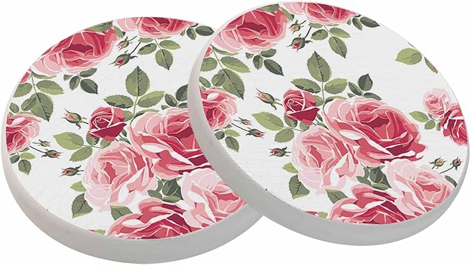 oFloral Pink Rose Coasters for Drinks Nature Vintage Spring Romance Chic Drink by oFloral