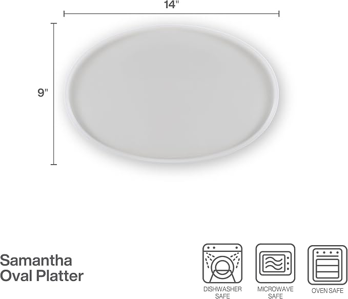 Mikasa Samantha Oval Bone China Lightweight Chip Resisant Serving Tray - Image 3