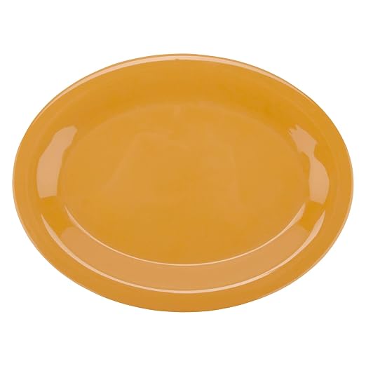 G.E.T. OP-120-TY Melamine Oval Serving Platter / Dinner Plate, Tropical Yellow - Image 2