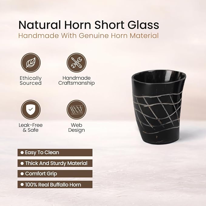 Handicrafts Home Viking Horn Shot Glasses Set of 8, Handmade Natural Ox Horn - Image 2