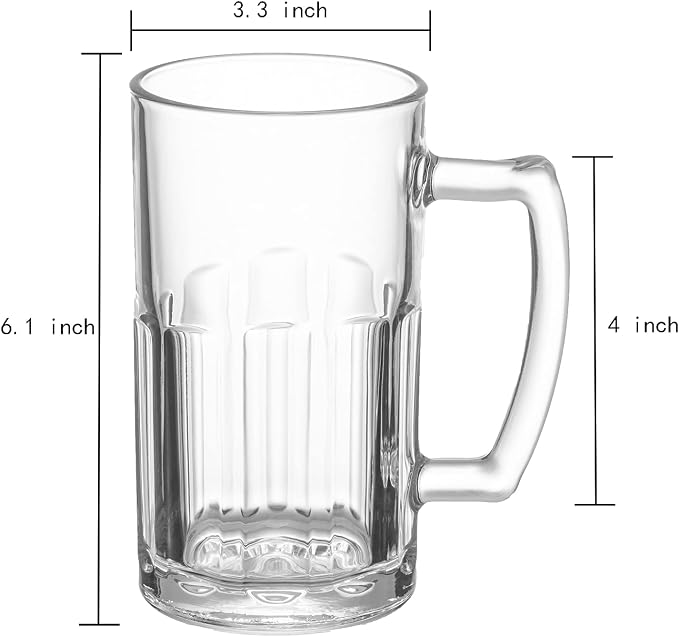 4 Pack Heavy Beer Mugs, Large Beer Glasses - Image 2