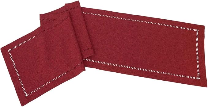Grelucgo Handmade Hemstitched Polyester Rectangle Table Runners Dresser Scarves - Image 2