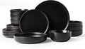 Famiware Mercury 16-Piece Stoneware Plates and Bowls, Matte Black | Dinnerware by Famiware