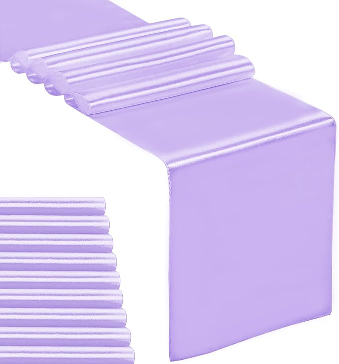 10-Pack Satin Table Runner Lavender 12 x 108 inches Long, Table Runners by Hahuho