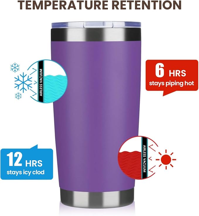 MEWAY 20oz Tumbler 8 Pack Double Wall Vacuum Insulated Travel Mug Bulk - Image 6