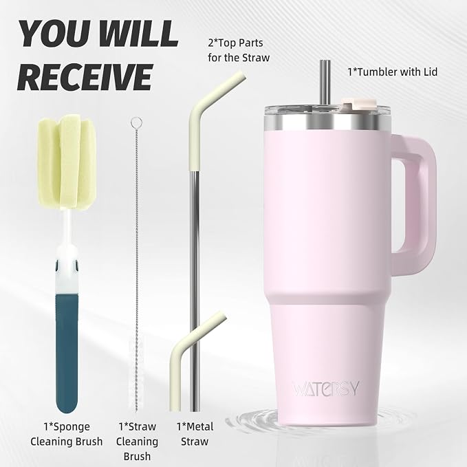 30 oz Tumbler with Handle, Tumbler with Lid and Straw, Double Wall Insulated - Image 3