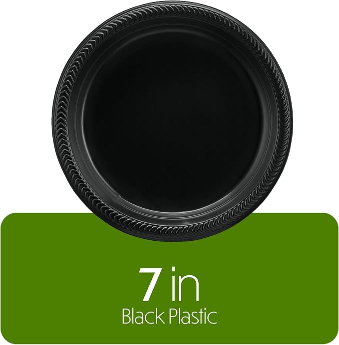 PLASTICPRO 800 PCS Black Plastic Plates Light Weight 7 Inch Plastic Dinner - Image 5