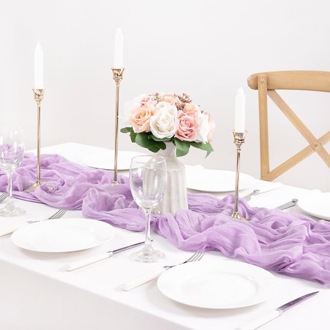 3 Pack Lilac Purple Cheesecloth Table Runner 10ft Boho Table Decor | - Image 4