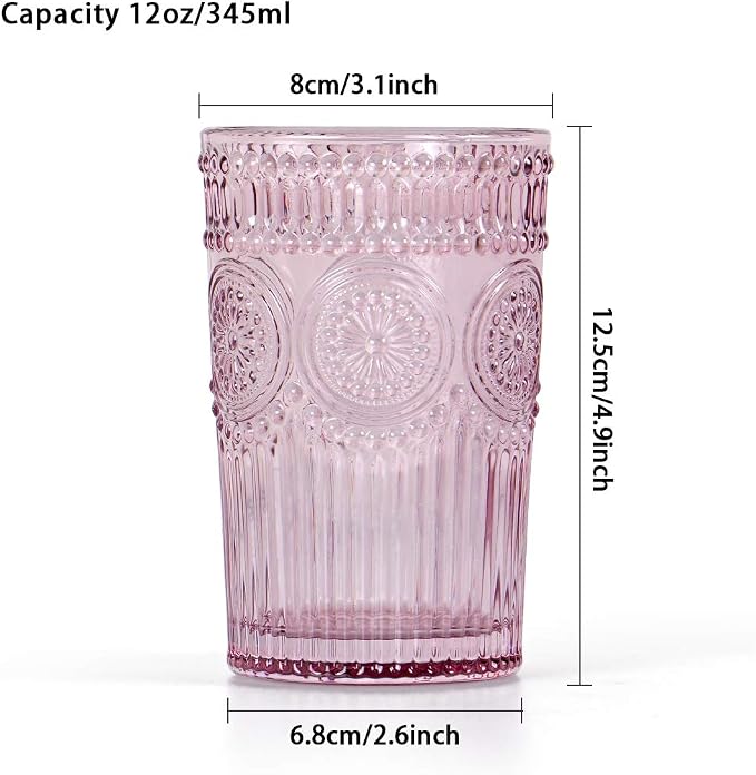 MDLUU Colored Glassware, Embossed Water Glasses, Colored Tumblers Glass - Image 3