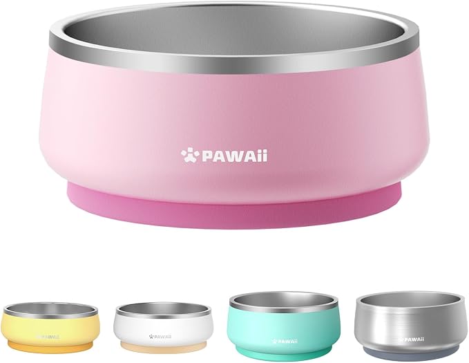 Pawaii Dog Bowl, 34 oz Stainless Steel Food and Water Bowl, ID Tag, 1 Pack | by Pawaii