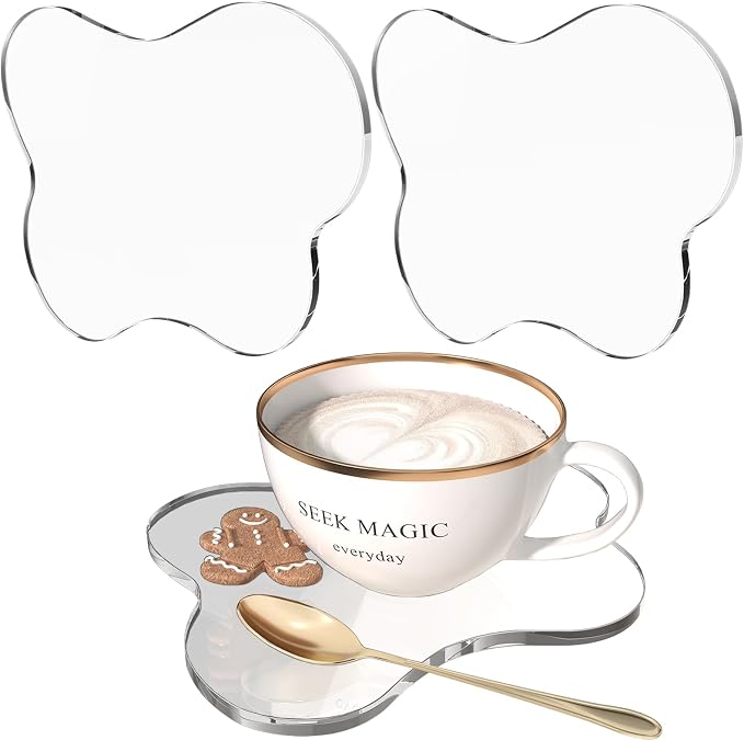 2Pcs Cute Clear Cloud Acrylic Drink Coasters by PITBVO
