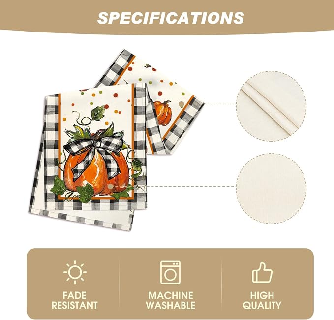 Artoid Mode 210 GSM Fall Table Runner 13x36 Inch Home Party Decor | Pumpkin Bow - Image 5