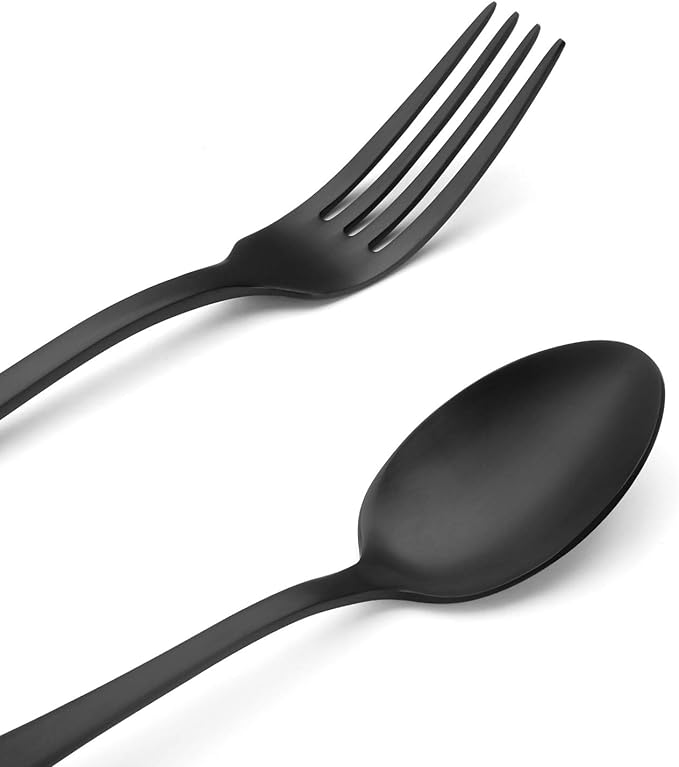 Matte Black Silverware Set, Satin Finish 20-Piece Stainless Steel Flatware Set - Image 3
