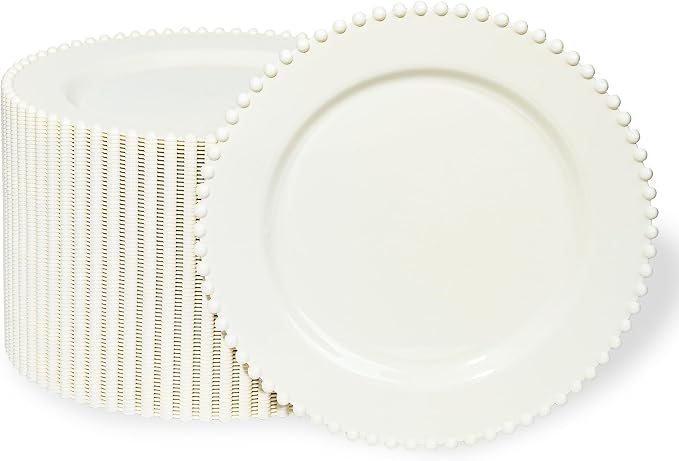 72 Pcs Party Plates Dinner Plate, 10 Inch Ivory Plastic Plate Disposable | by FabulousParty