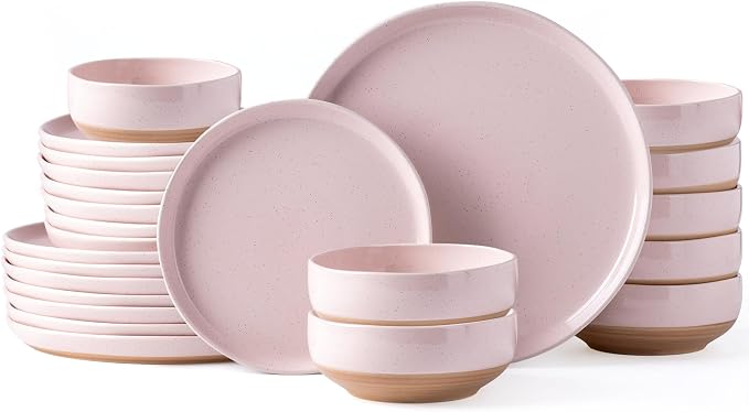 AmorArc Dinnerware Sets for 8, 24 Pieces Ceramic Plates and Bowls Set | Scratch by AmorArc