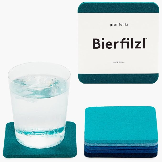 Graf Lantz - Bierfilzl Merino Wool Square Coasters Set of 6 - Ocean - Absorbs by GrafLantz