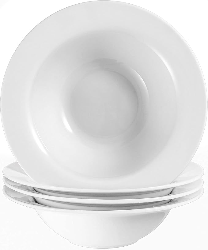 Pasta Bowls Set of 4, 22 oz Ceramic Soup, Pasta and Salad Bowls, Rimmed Deep by Wareland