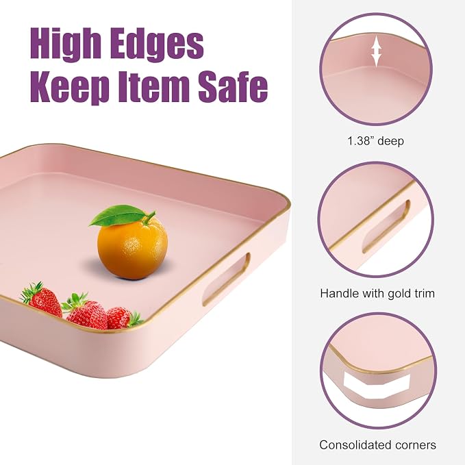 Gifturbo Pink Square Decorative Tray, Serving Tray - Image 4
