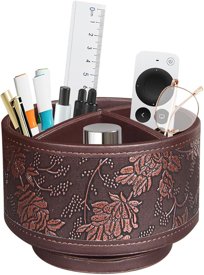 Pen Holder for Desk Organizers and Accessories, TV Remote Control Holder | PU by BIBELUN