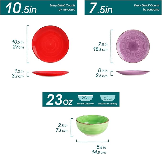vancasso Bonita Dinnerware Set Multicolor Stoneware 18 Pieces Service - Image 2
