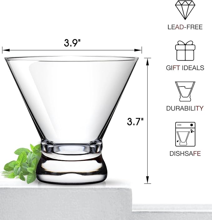 Martini Glasses Set of 2, 8oz Coupe Cocktail Glasses - Image 6