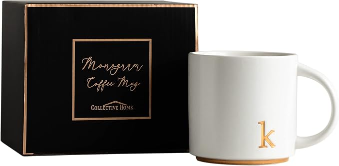 COLLECTIVE HOME Ceramic Coffee Mug, 15 oz Monogram Cup - Image 6
