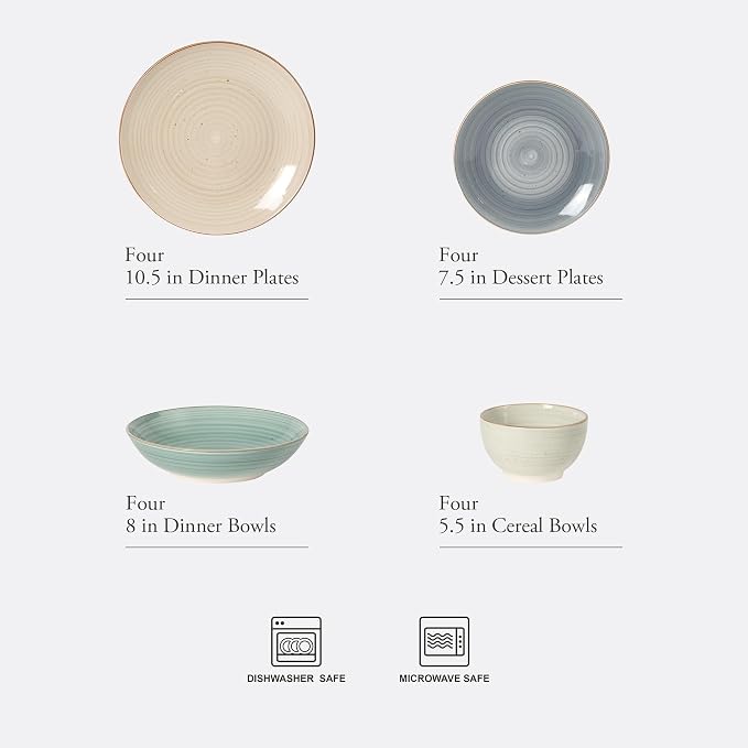 Gibson Home Stonebury 16 Piece Plates and Bowls Assorted Color Dishes - Image 2