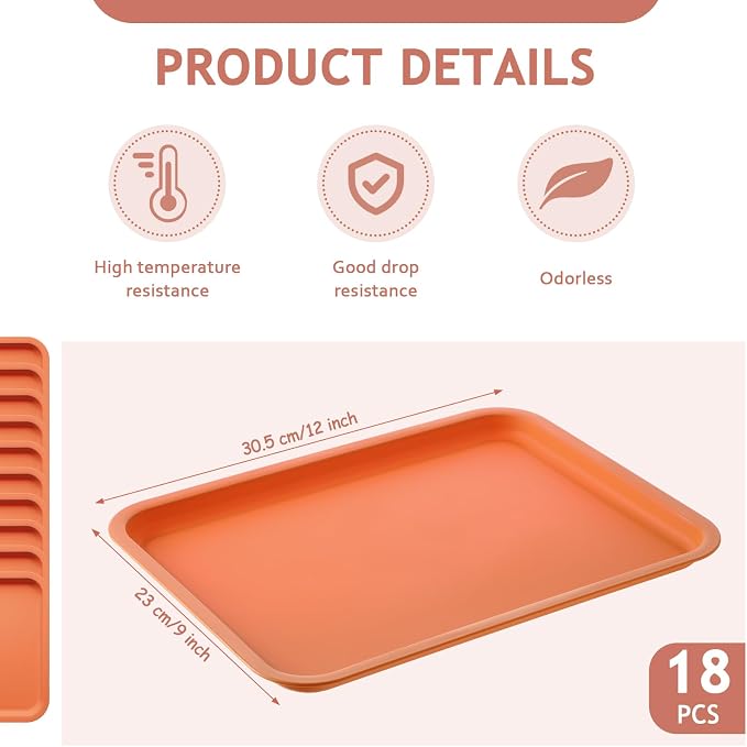 Gerrii 18 Pcs Plastic Fast Food Trays Bulk Restaurant Serving Cafeteria Tray - Image 2