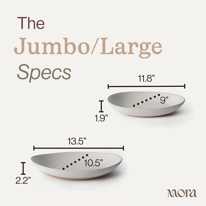 MORA Jumbo and Large Serving Dishes Set of 2, 13 inch and 12 inch Ceramic - Image 2