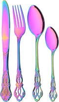 Mirror Polished Rainbow Silverware Set, 24-Piece 18/10 Stainless Steel Shiny by JANKNG