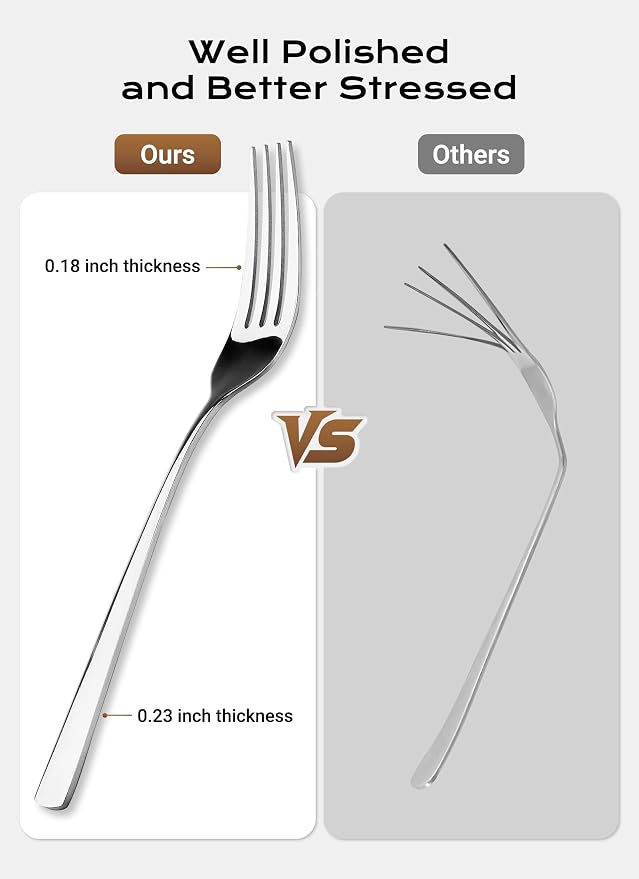 Silverware Set for 8, 45 Piece Stainless Steel Kitchen Utensils Cutlery Set | - Image 8