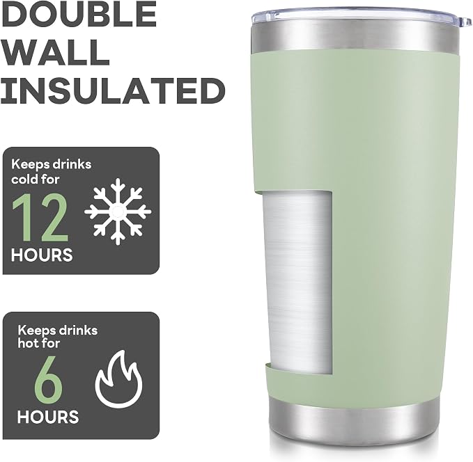 20 oz Tumbler with Lid Stainless Steel Insulated Tumblers Cups Travel Mug | - Image 3