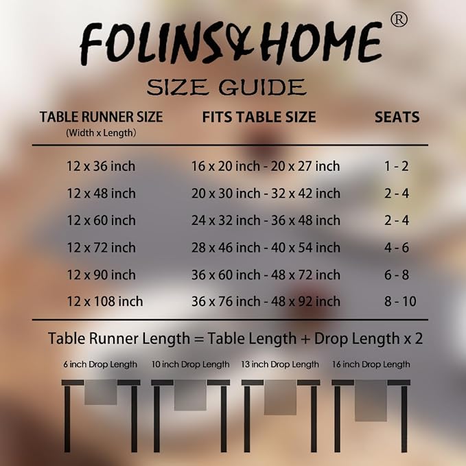 FOLINS&HOME Grey Waterproof Decorative Table Runner 36 Inches Long | 210GSM - Image 6